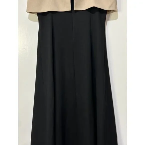 Rue Sophie Aurelia Colorblock Midi Dress Taupe Black Size Medium NWT Chic Dressy